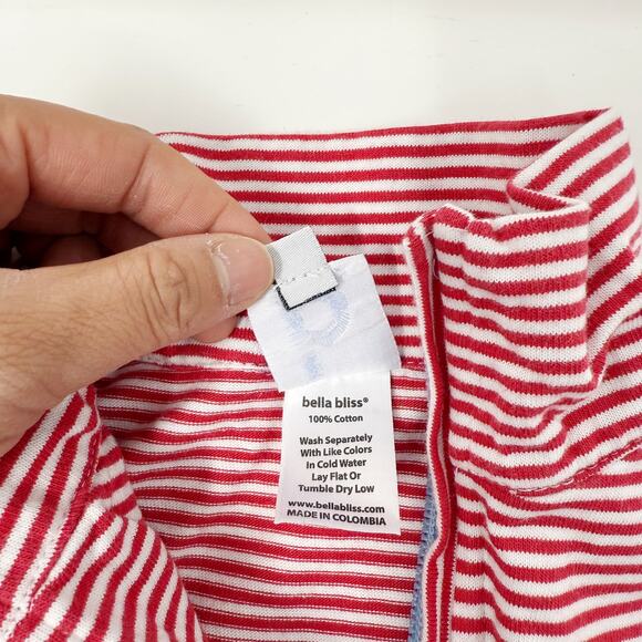 Bella Bliss Boys 3T Red White Striped Pima Half Zip Pullover Cotton Long Sleeve - Picture 8 of 10